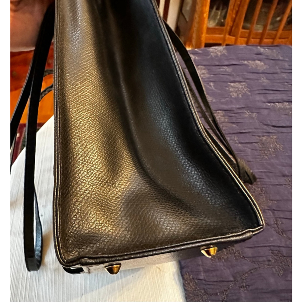 MCM Black Leather Gold Logo Tall Tote Bag - Picture 12 of 13